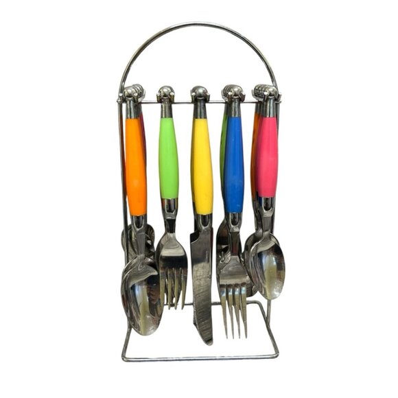 Colorful Cutlery Set with Stand 20 pieces - Picture 2 of 7